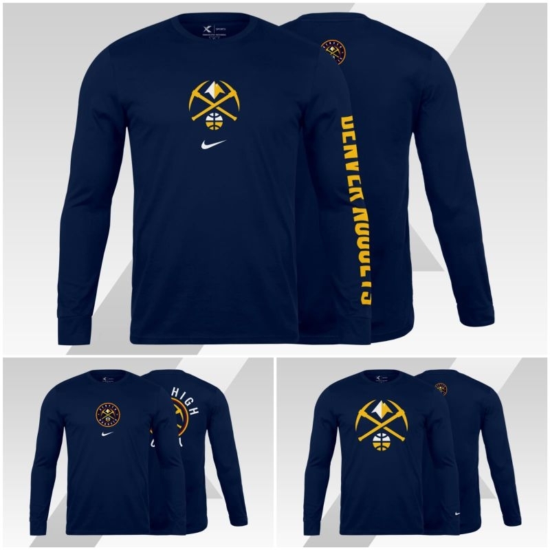 Kaos  tshirt baju Longsleeve Lengan Panjang basket  NBA Denver Nuggets Warm up