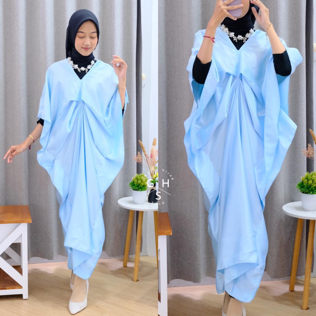 YURI GAMIS KAFTAN OVERSIZE DRESS PANJANG ATASAN WANITA SATIN SILK PREMIUM (DBY)