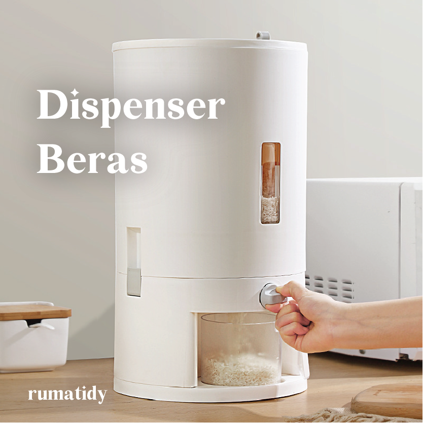 【RUMATIDY】Dispenser Beras Putih Estetik Kotak Penyimpanan Biji-bijian 6kg dan 10kg Kontainer Beras Dapur Rumah