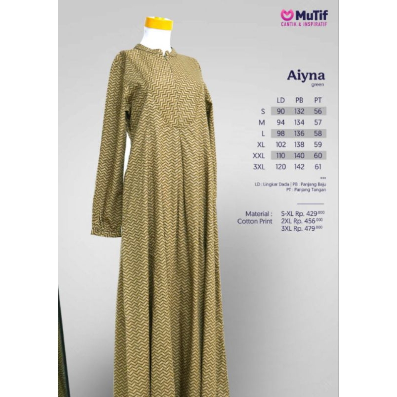 Gamis Mutif Aiyna Green Gamis Aina Ayna Mutif