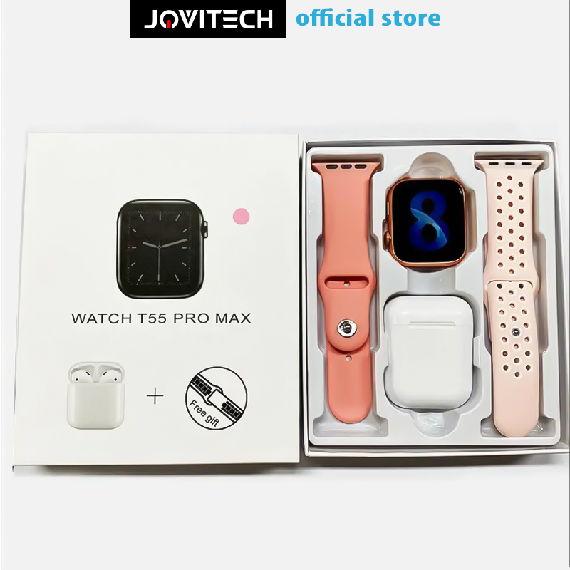 【COD】Jovitech T55 Promax Smartwatch Bluetooth Call Full Touch Screen Watch 7 Free Headset + Spare Strap - SW34