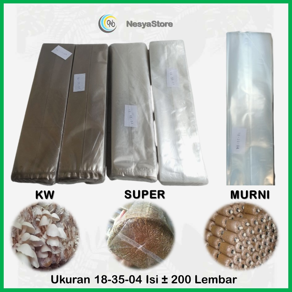 Plastik Baglog Jamur Tiram Jenis PP ukuran 18x35x04 Isi 200 Lembar