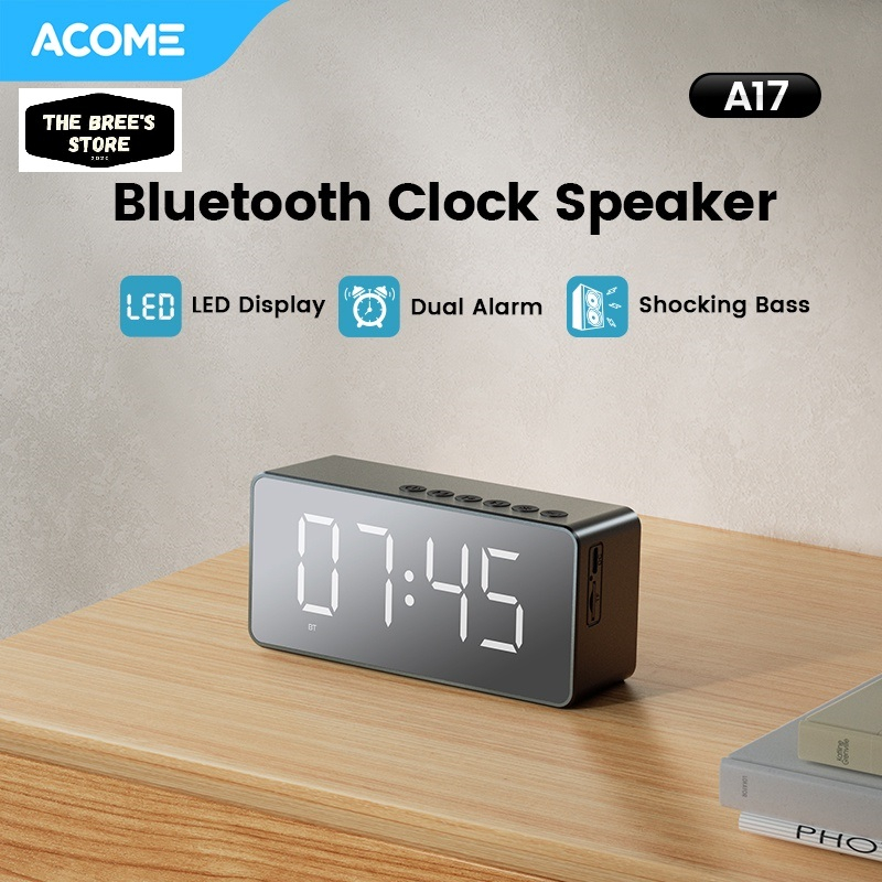 Acome Speaker Bluetooth 5.2 Jam Alarm LED Display Shocking Bass Garansi Resmi 1 Tahun A17