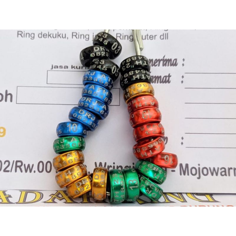 15 biji ring merpati dewasa bisa request nama dan nohp segel merpati dewasa uk 9mm