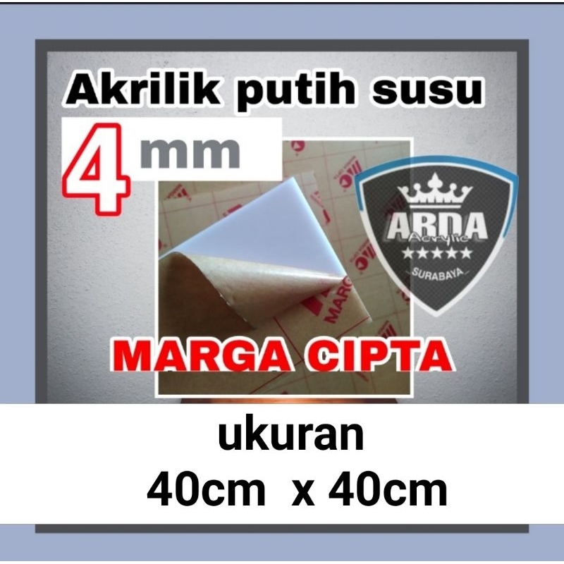 Akrilik 4mm susu 40 x 40 acrylic white akrilik lembaran