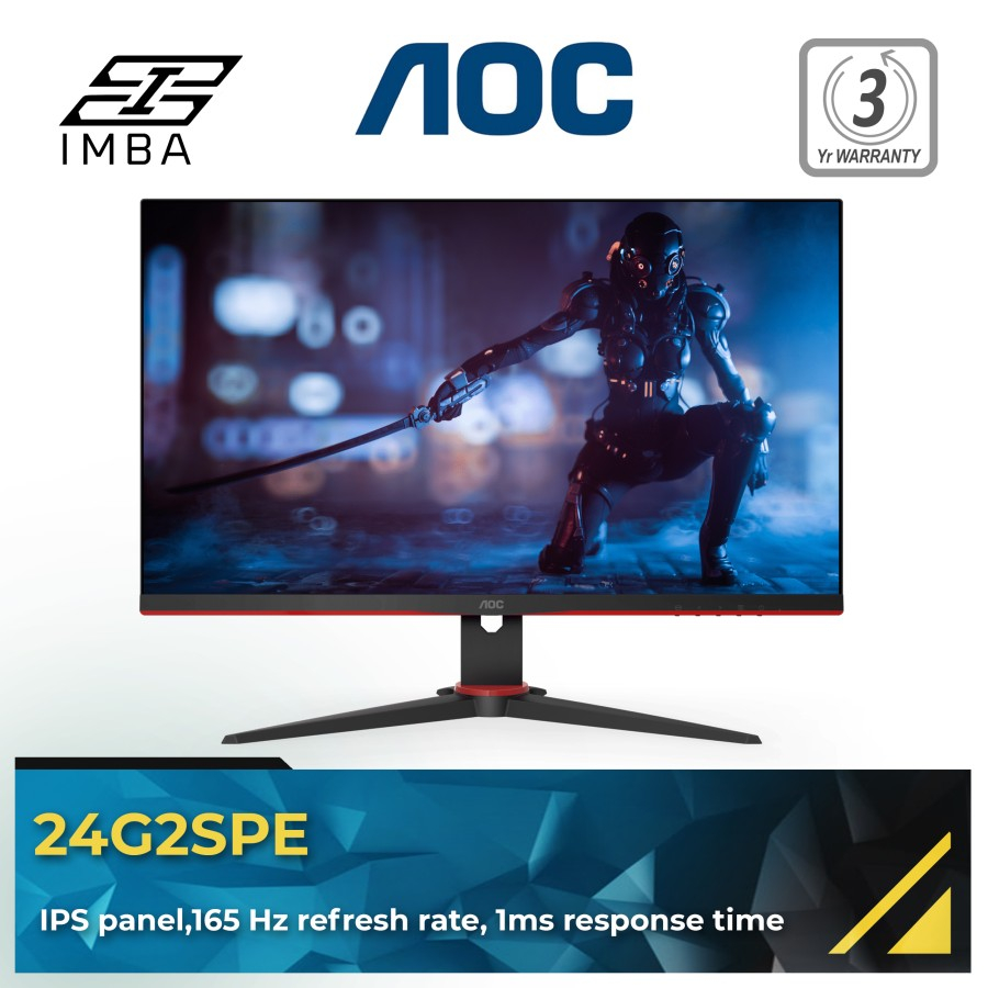 Monitor LED AOC 24G2SPE 24&quot; IPS 165Hz 1MS 300cdm VGA HDMI DP VESA