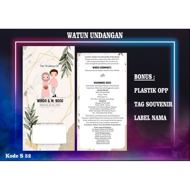 Undangan pernikahan/undangan minimalis/undangan termurah