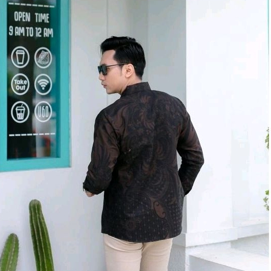 BATIK BOLO DEWO Motif Prastawa Kemeja Baju Batik Pria Lengan panjang Lapis furing Hem Atasan