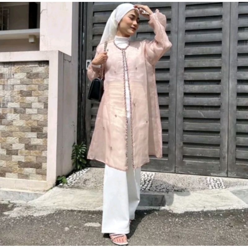 outer tunik organza premium / outer kondangan