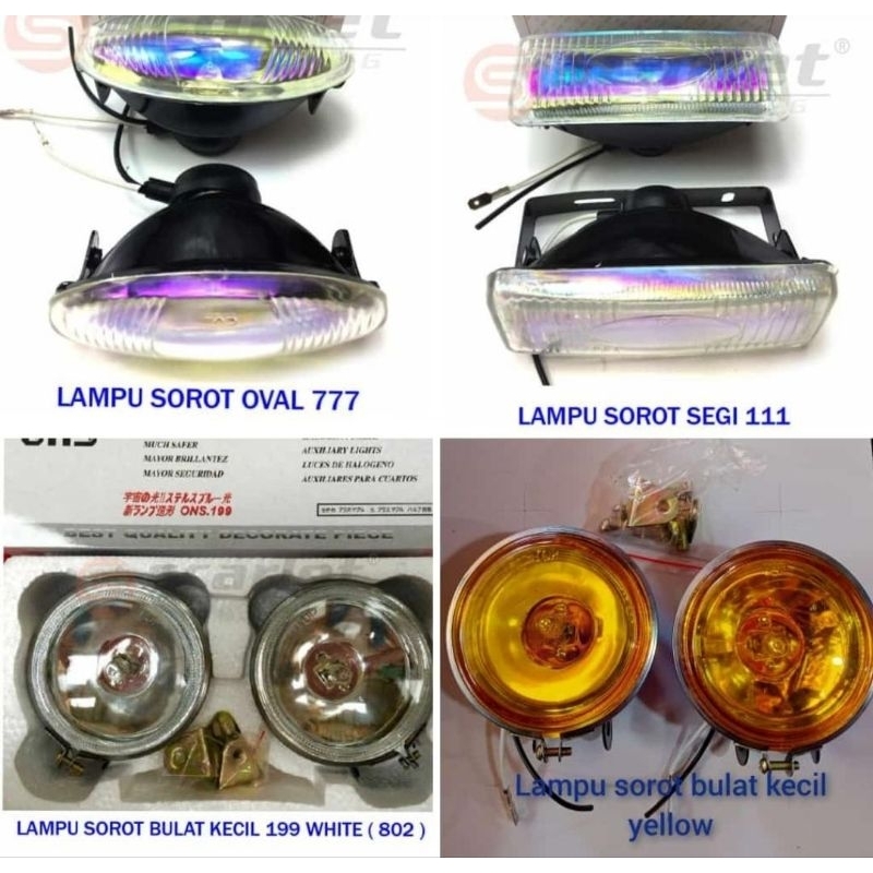 Foglamp Lampu Bulat Kotak Oval Motor Mobil Bening Kuning Sepasang Berkualitas