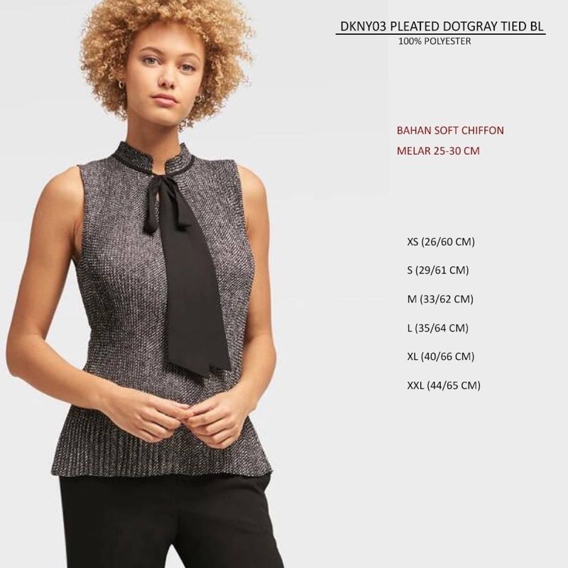 Blouse Wanita Dkny03 Pleated Tied
