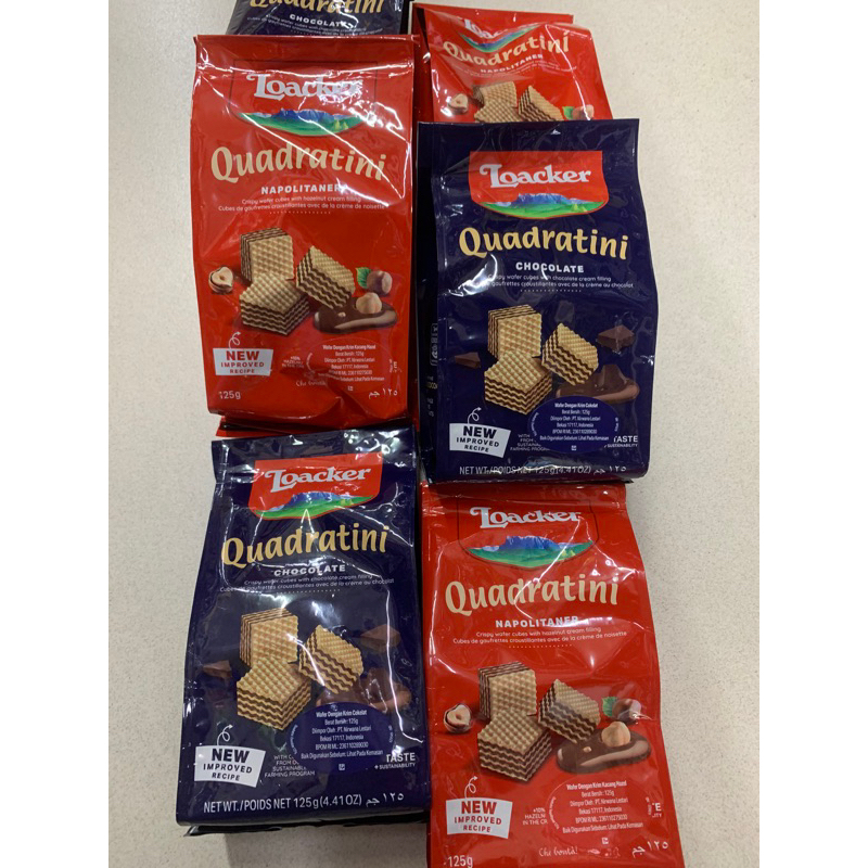 

Loacker Quadratini 125gr All Variant-WAFER COKLAT -Loacker quadratini chocolate/napolitaner 125 gram