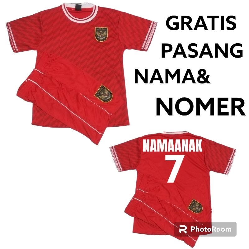 SETELAN JERSEY TIMNAS INDONESIA UMUR 1-12 THN BAHAN DRYFIT