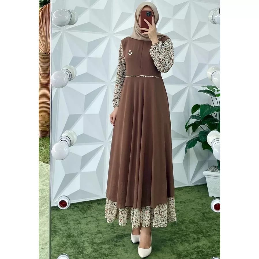 GAMIS TERBARU,GAMIS CERUTY BABY DOLL KOMBINASI SALUR