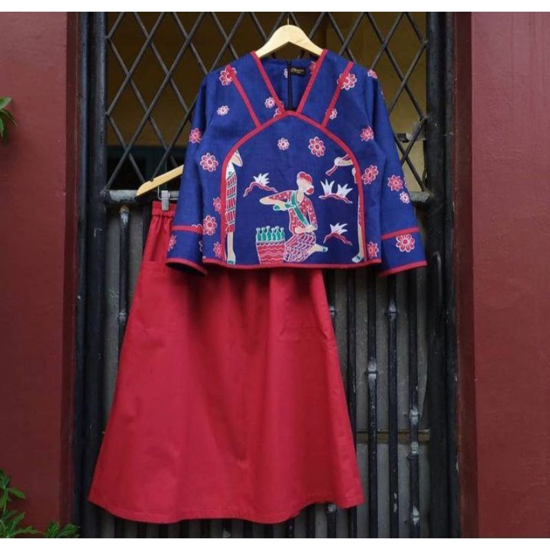 oneset baju batik wanita modern solo bahan katun jahitan rapi size s-xxxl