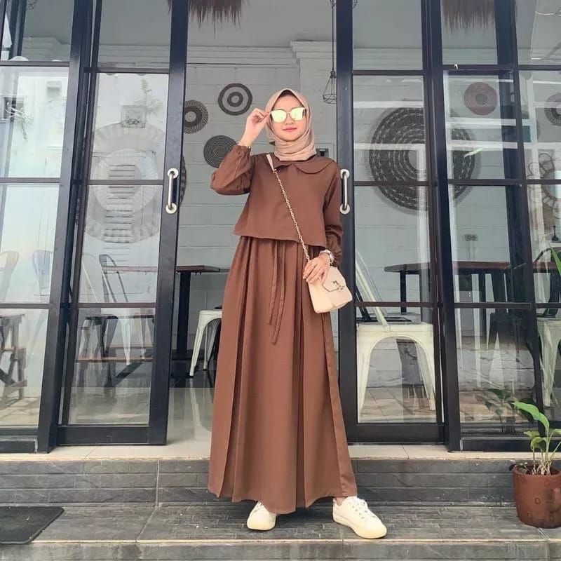 [Fashion Muslim] Gamis AMEENA dan VANIA dress rompi maxy crinkle busui rempel variasi kancing terbaru terlaris