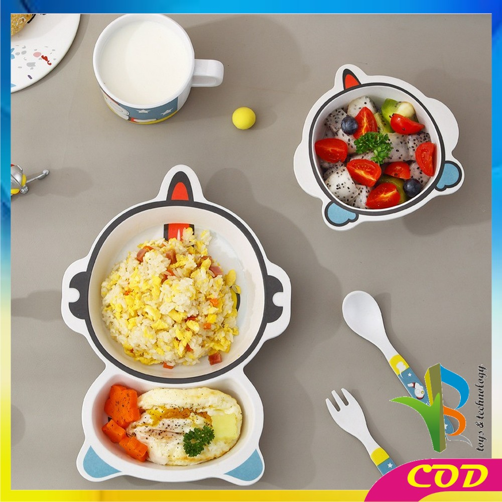 RB-C855 Set Alat Makan Anak 5 in 1 Karakter Binatang Tempat Makan Balita / Set Mangkuk Anak Motif Animal Perlengkapan Makan Anak