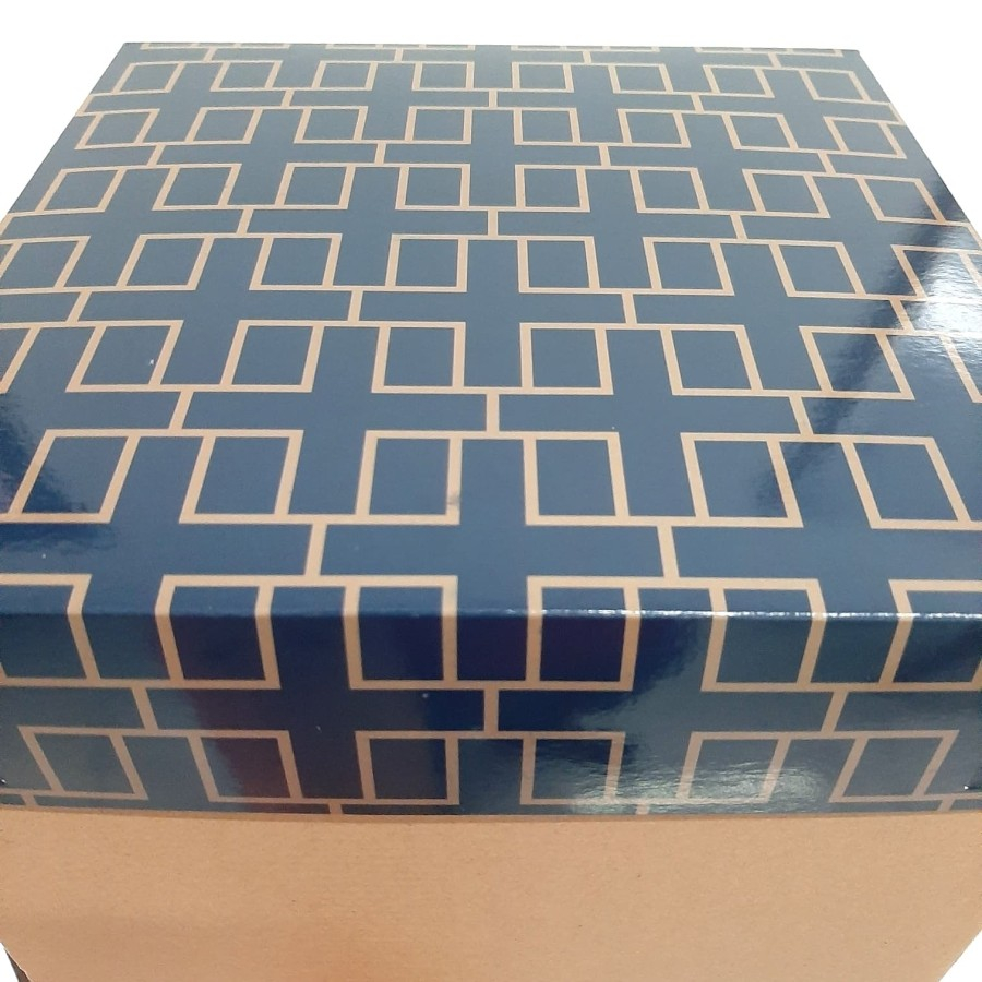

(5 pcs) kardus chiffon cake dus kue tart ulang tahun box motif mozaik blue kotak kemasan pudding ukuran 25x25cm