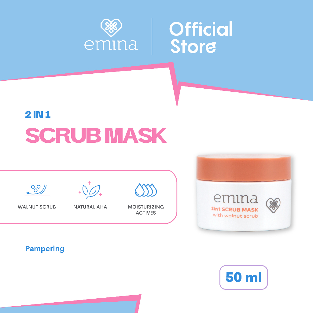 ✨ AKU MURAH ✨ Emina 2 in 1 Scrub Mask 50 mL - Scrub &amp; Masker Wajah Multifungsi Angkat Sel Kulit Mati