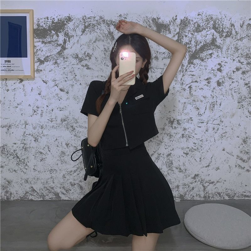 Mini Rok Pendek Wanita Lipit Polos Korea Oversize Mini Skirt