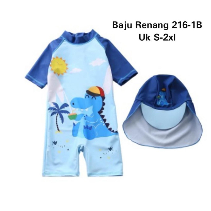 Swimwear catellove baju renang anak model diving - baju renang + topi