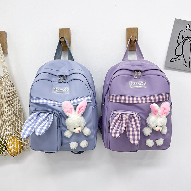 DOMMO - D6141 Tas Ransel Anak / Tas Sekolah Anak / Tas Ransel Korea Style / Tas Ransel Boneka Kelinci / Tas Fashion Anak / Tas Fashion Korea / Rabbit Backpack