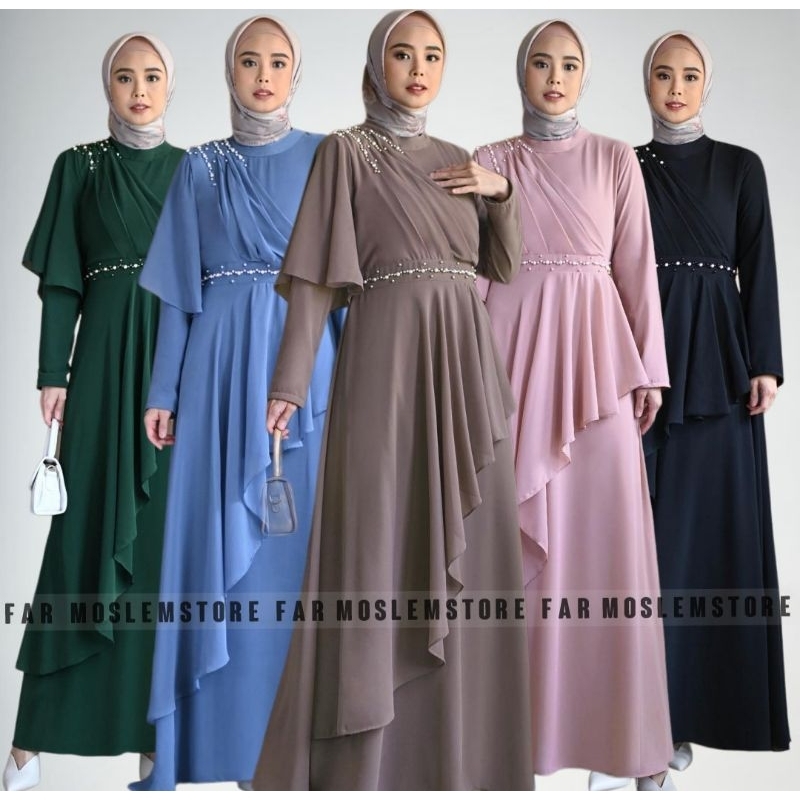 RAYA SERIES GAUN PESTA MUSLIMAH DRESS CERUTY BABYDOLL/NAMIRA GAMIS KONDANGAN/GAUDY DRESS/BUSANA MUSLIM WANITA KEKINIAN/FAR MOSLEMSTORE