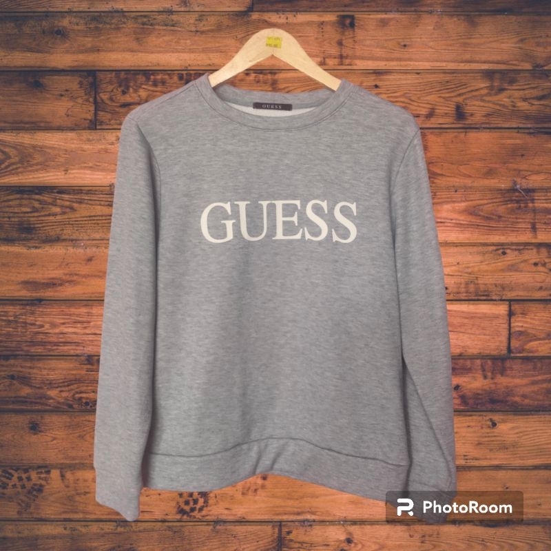 Pakaian Pria Dan Pakaian Wanita Crewneck Guess Original Full Tag Atas Bawah