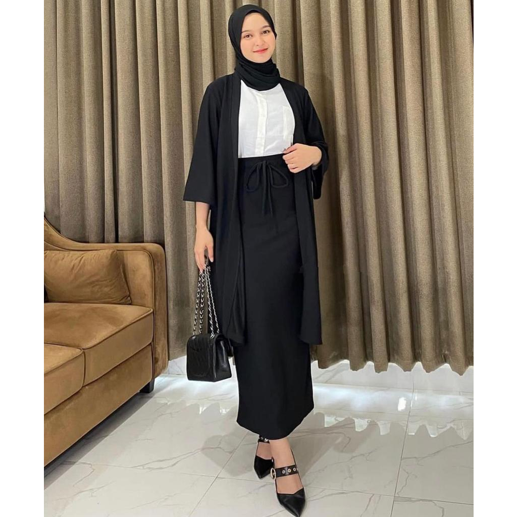 SETELAN WANITA KEKINIAN - AMARA SET ROK - ATASAN OUTER DAN ROK - SETELAN CRINKLE - ONE SET WANITA  KOREAN STYLE