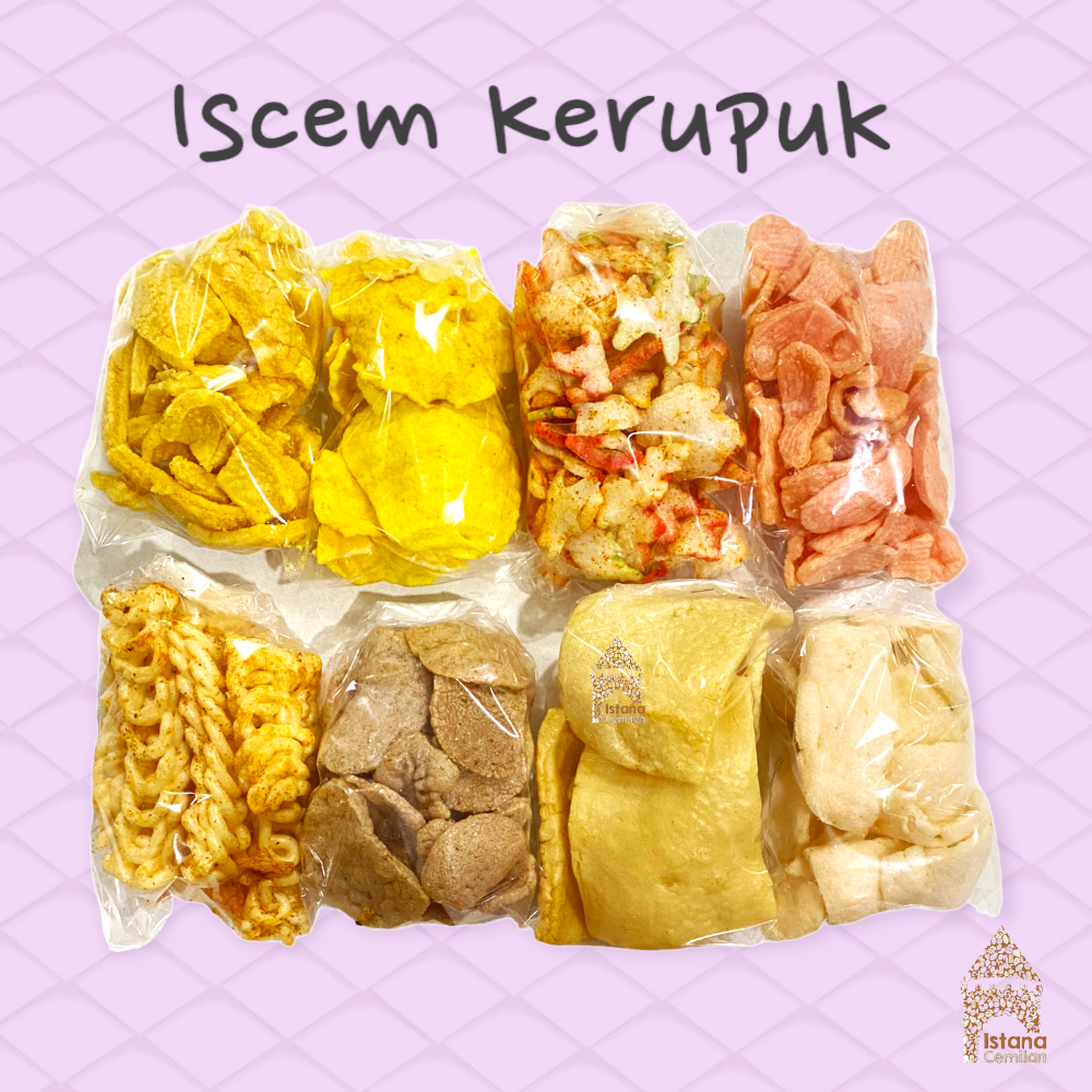 Iscem Kerupuk ala warung Gendar / Rambak / Udang / Ikan / Jengkol / Poco / Seblak / Ranting Aci Pedas