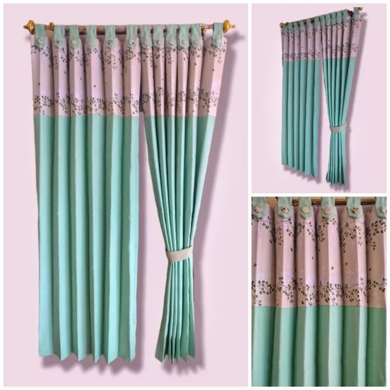 GORDEN MINIMALIS TALI KANCING HIJAU SAGE MOTIF DAUN KEMANGI