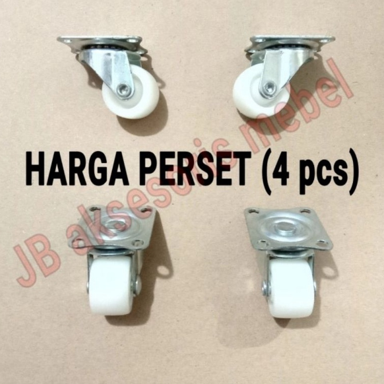 RODA KOPER NYLON PUTIH 1" (25 mm) / RODA CASTOR CASTER NILON KECIL 4bj