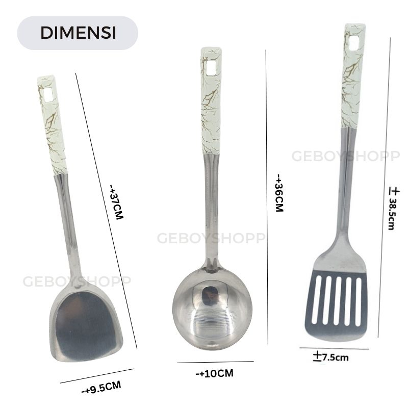 Spatula / Centong / Sendok Sup Stainless Steel Gagang Marbel