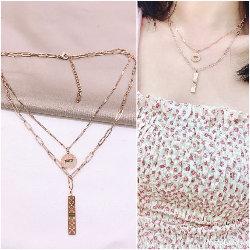 Restok Kalung titanium asli Bandul Gc Premium Quality Kalung Stainless Steel ori 9810