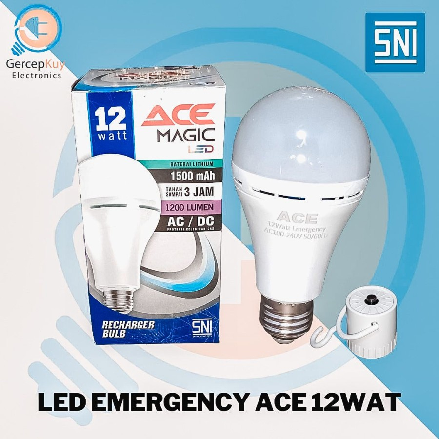 Lampu LED EMERGENCY ACE 12 Watt Putih E27