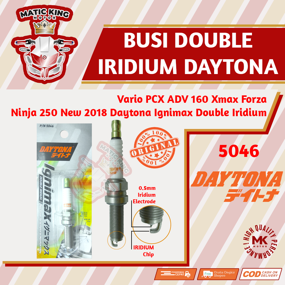 Daytona Busi Racing Double Iridium Honda PCX Vario ADV New 160 ABS CBS Forza Yamaha XMAX 250 Kawasaki Ninja 250 2018 5046