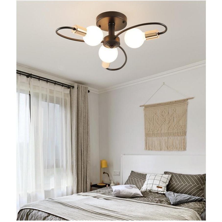 ⚡Bolam gantis⚡Lampu Plafon Industrial LED 3/6/8 Kepala Minimalist Lampu Hias Plafon Kamar Tidur Bahan Besi Modern minimalist chandelier  E27 bolam Untuk Ruang Tamu / kamar tidur EWI