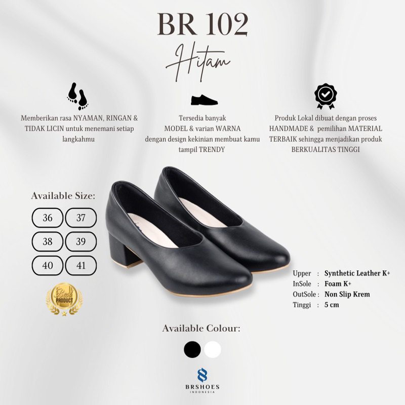 [SIAP KIRIM] BRShoes102 Hitam Sepatu Heels Kerja Casual Wanita