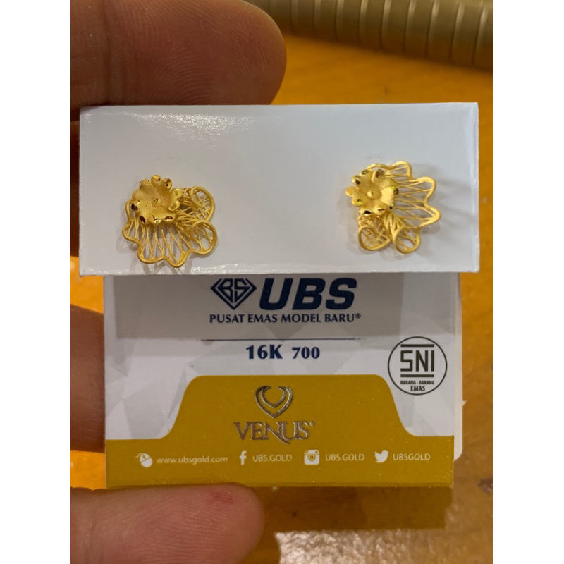 anting tusuk emas asli kadar 700 model bunga UBS 700