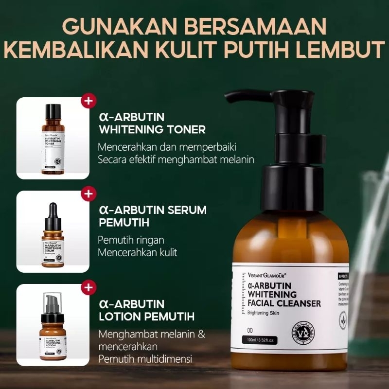 VIBRANT GLAMOUR α-Arbutin Pemutih Wajah Pembersih 100g Whitening Facial Cleanser Asam Amino Vitamin C Deep Cleansing