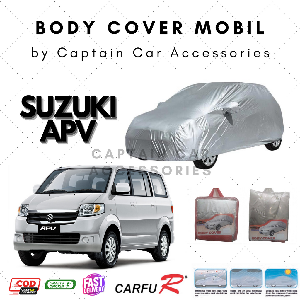 Body Cover Sarung Mobil Big Van Suzuki APV Arena Aksesoris Mobil Eksterior Silver Coating