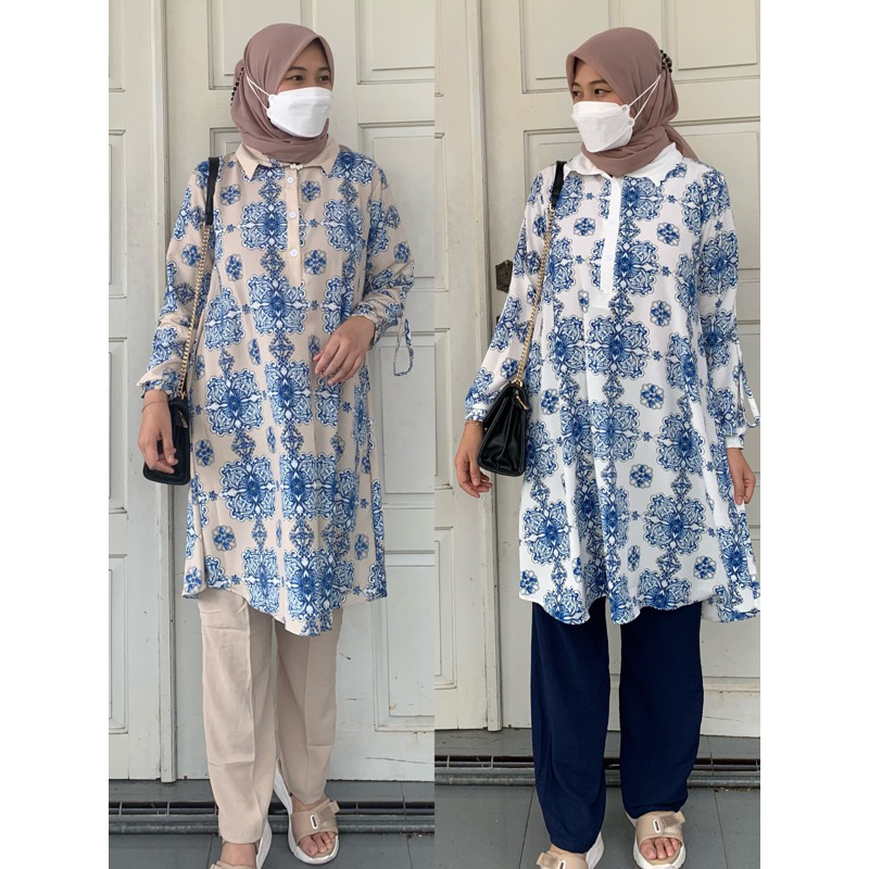 (OneSet) Set Long Priyanka Crinkle Motif