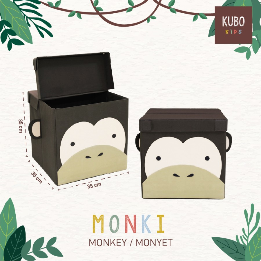 KUBO JUNGLE MONKI MONKEY 35 X 35 X 35 CM Kotak Penyimpanan