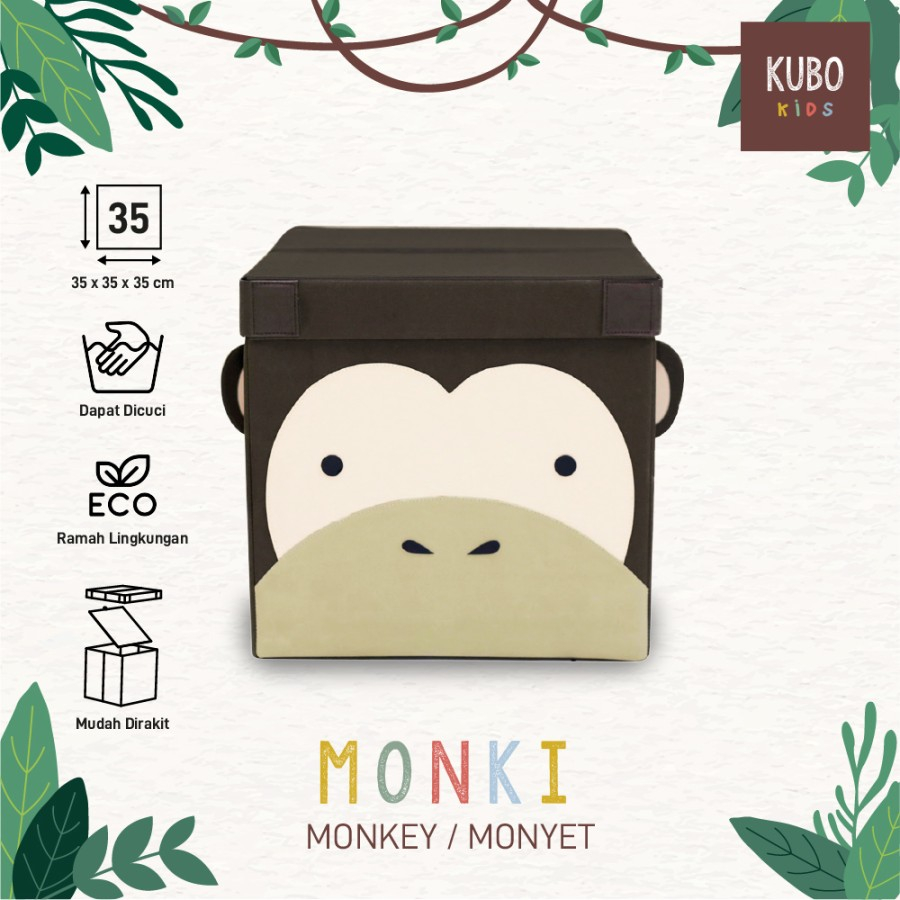 KUBO JUNGLE MONKI MONKEY 35 X 35 X 35 CM Kotak Penyimpanan