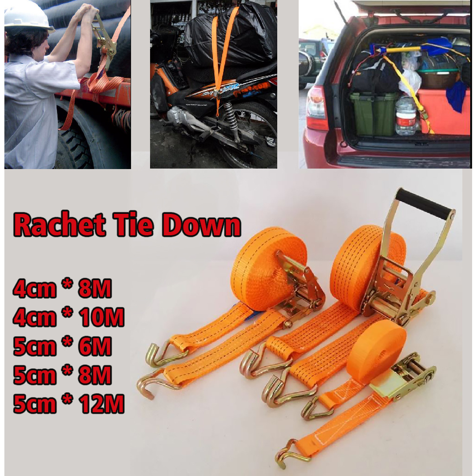 Sabuk tali pengikat kargo rachet tie down tebal 5Cm kuat 10Ton - Webbing Straps Tie Down