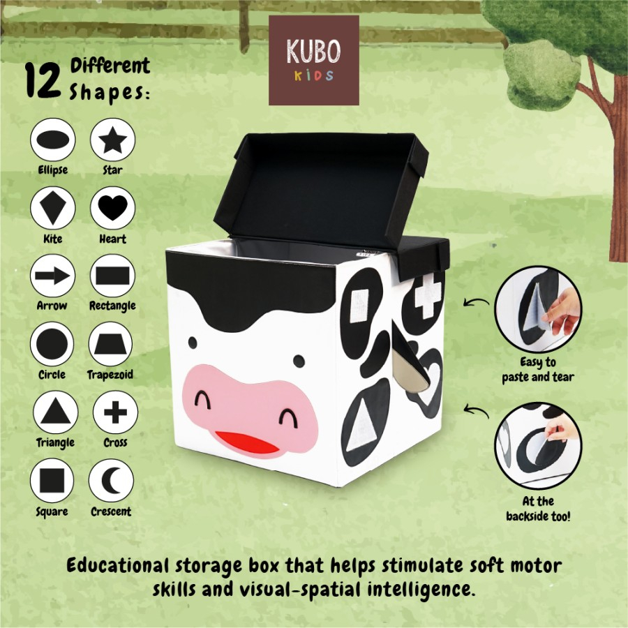 KUBO KIDS FARM 35 X 35 X 35 CM Kotak Penyimpanan Edukatif