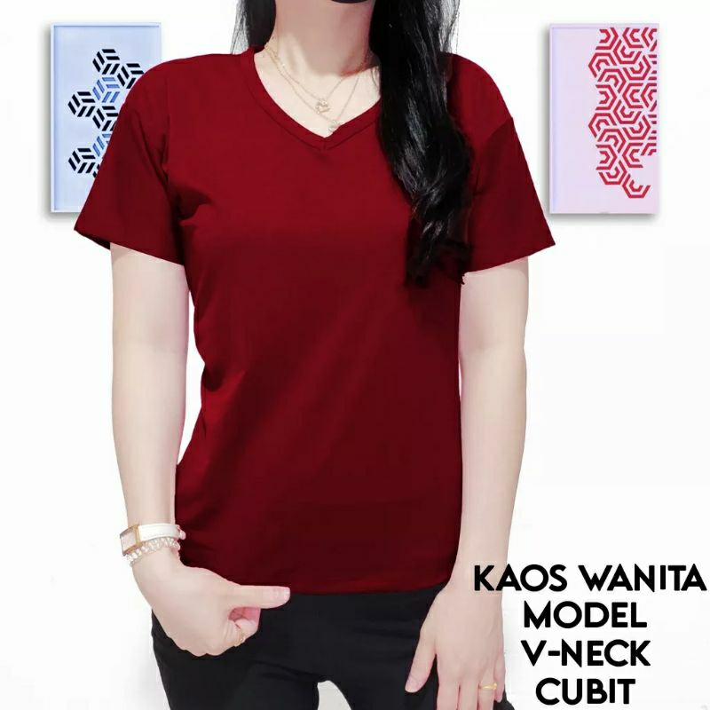 KAOS POLOS LENGAN PENDEK KERAH V NECK