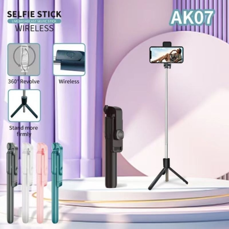 Tripod Tongsis AK 07 3 in 1 Bluetooth Remote Stan Hp Shelfie Stik AK 07