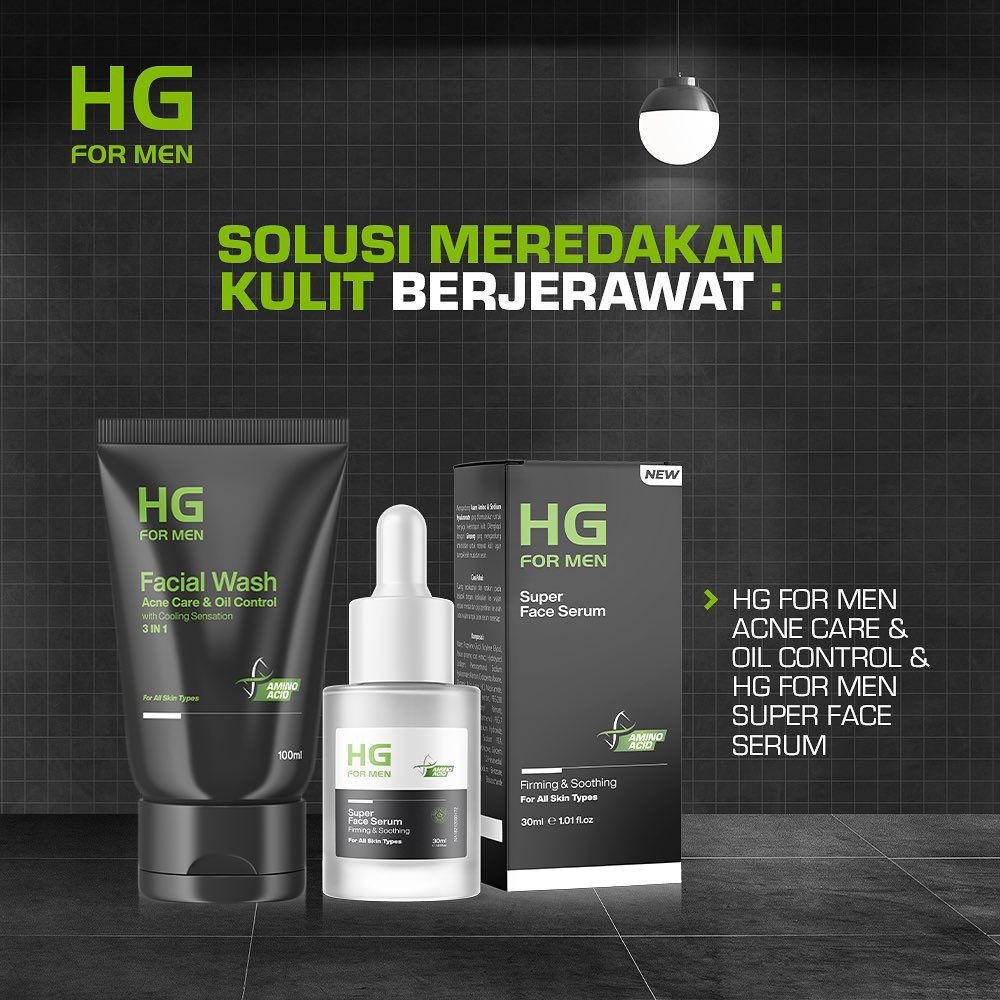 HG FOR MEN Perawatan Pria Shampo / Hair Tonic / Face Serum / Facial Foam