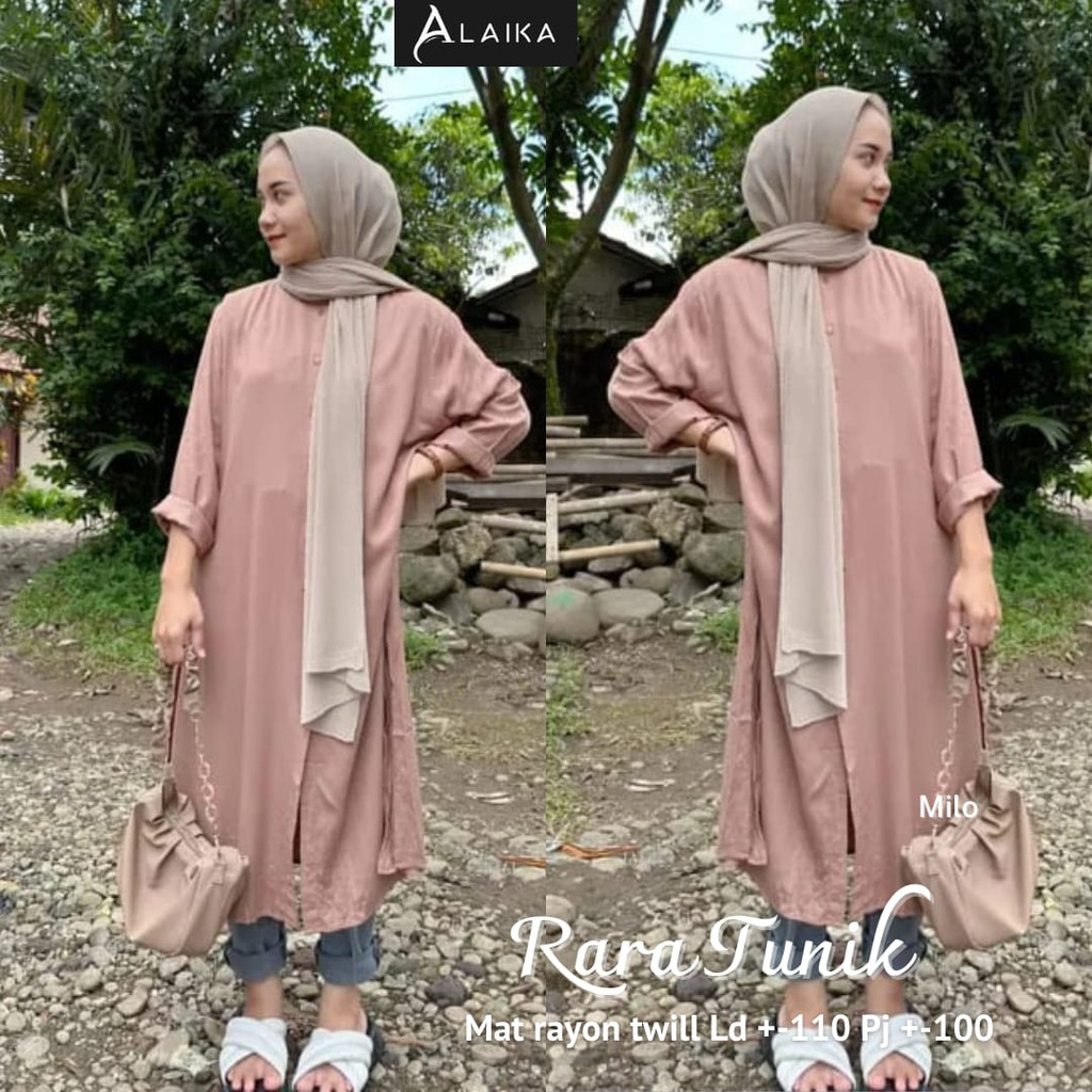 Rara Tunik Atasan Fashion Muslim Wanita Muslim Rayon Twill Original Produk By Alaika